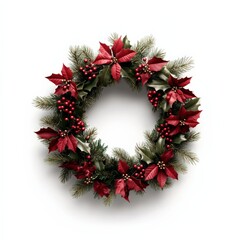festive holiday wreath with red and green decorations