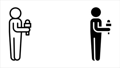 presenter linear icon ser. Thin line illustration. News reporter with microphone on white background