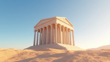 Obraz premium ancient temple structure in a desert landscape with clear blue sky