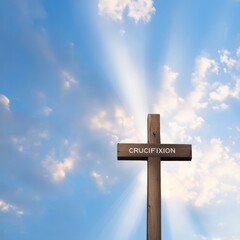 symbolic representation of crucifixion with rays of light