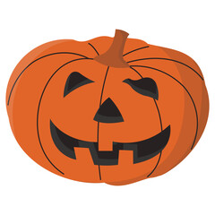 Halloween pumpkin Vector. Halloween scary pumpkin with smile, happy face. Orange pumpkin with smile for your design for the holiday Halloween.