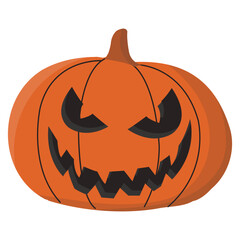 Halloween pumpkin Vector. Halloween scary pumpkin with smile, happy face. Orange pumpkin with smile for your design for the holiday Halloween.