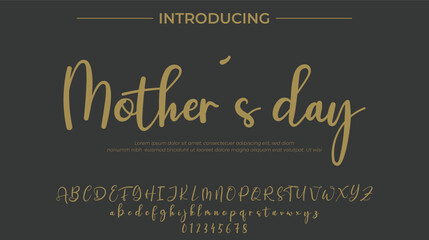 Obraz premium Mother’s day Font Stylish brush painted an uppercase vector letters, alphabet, typeface