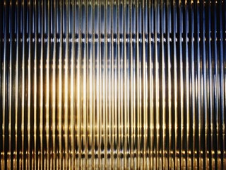 Reeded Glass Window. Silver, Chrome Colors. Empty bar billboard for office concept. Gray Ribbed Background. Blurry aesthetic on clean mirror for backdrop.