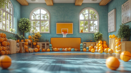 sunny and spacious playroom, with large windows and a colorful floor mat, providing a stimulating environment for children to explore and learn