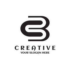 Simple letter cb logo. Monogram bc vector logotype flat line design. capital C inside B. Creative minimal CB vector illustration