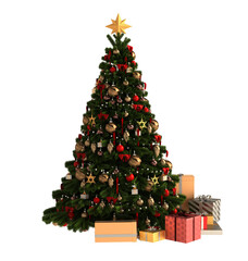 4d render decorated christmas tree