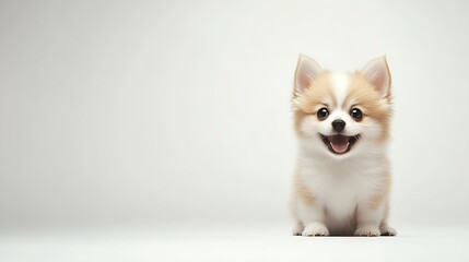 Obraz premium Cheerful Young Pomeranian Dog Joyfully Posing for a Vibrant Pet Portrait : Generative AI