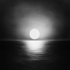 Obraz premium serene black and white sunset over calm waters
