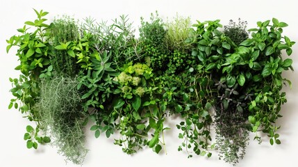 Obraz premium A vertical waterfall of herbs each type flowing into the next