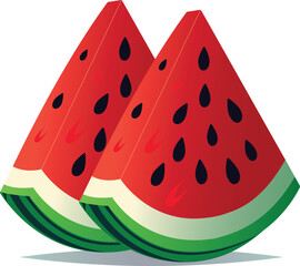 A juicy watermelon slices vector illustration with white background