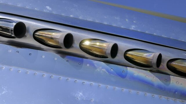 North American Aviation P-51 Mustang exhaust, Palm Springs, California
