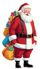 Cheerful Santa Claus Carrying a Sack of Gifts