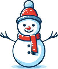 Snowman vector illustration on solid white background
