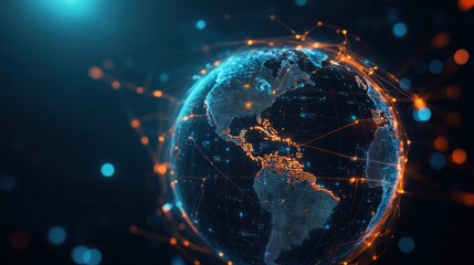 Obraz premium Digital Globe with Network Connections