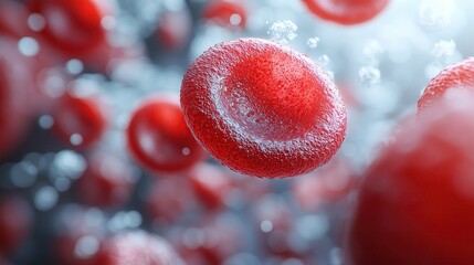 3D rendering of red blood cells in the bloodstream, showing the completeness of the blood cells.