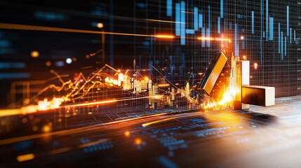 Dynamic financial data visualization with breaking bar chart elements