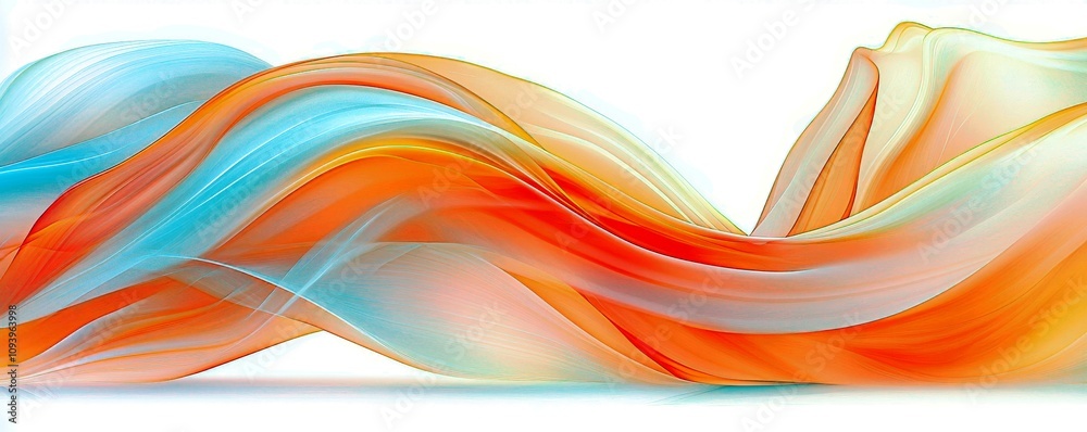 Poster abstract flowing waves of orange and blue in soft colors creating a dynamic and vibrant background f