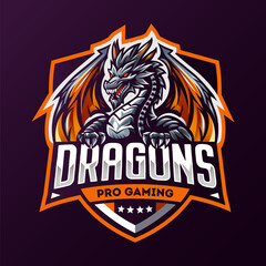 Angry dragon character design for esport logo gaming and sport mascot