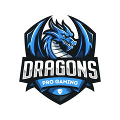 Hand drawn blue dragon logo design