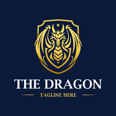 Dragon shield logo design concept template