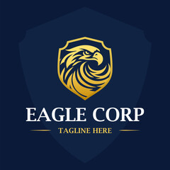 Fototapeta premium Luxury eagle head shield logo design template