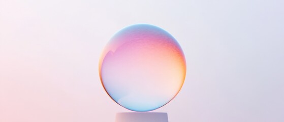 a translucent sphere reflecting soft pastel colors against a minimalistic background