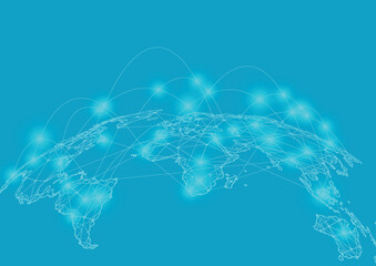 Global network connection. World map point and line composition concept of global business