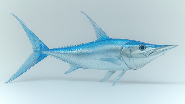 3D render of a blue marlin, side view, isolated on white background. - Powered by Adobe