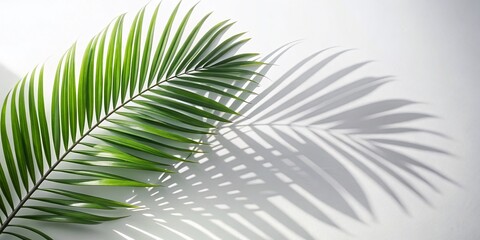 Realistic Palm Tree Leaf Shadow Silhouette Isolated on White Background for Natural Decor, Tropical Themes, and Minimalist Designs