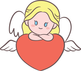 baby girl angels with a red heart