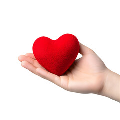 Obraz premium hand holding soft red heart symbolizes love and affection, perfect for expressing emotions. This captures warmth and tenderness beautifully