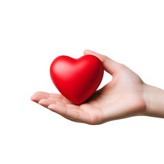 hand holding red heart symbolizes love and affection, perfect for expressing emotions. This captures heartfelt moment of connection and care