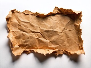 Ripped Brown Paper on White Background: A Captivating Low Light Photography Exploration of Texture and Contrast for Creative Design Projects