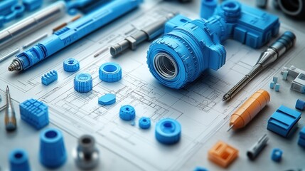Blue Parts and Tools on Blueprint