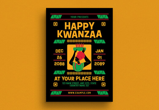 Black Modern Kwanzaa Celebration Event Flyer