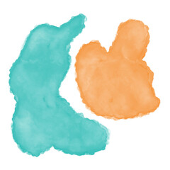 Orange Blue Watercolor Shapes Decor