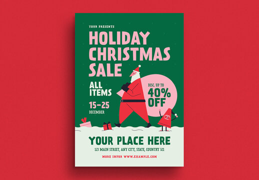 Retro Holiday Christmas Sale Promotion Flyer