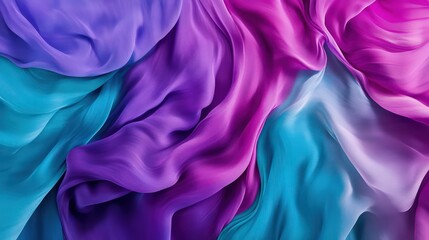 Obraz premium A striking display of bold colors merging seamlessly from vibrant purple to deep blue and bright teal. The flowing pigments create a sense of movement and depth, perfect for artistic inspiration.