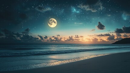 Serene Night Sky Over Ocean