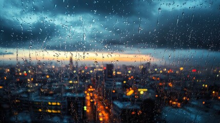City Lights Through Rain