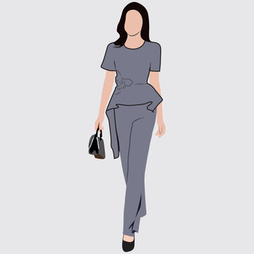 woman in gray suit walking clip art preview