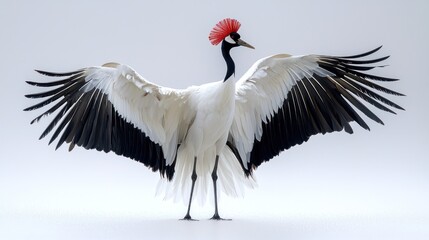 Obraz premium Majestic Red crowned Crane Wings Spread Wildlife Photography Bird Nature