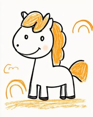 Obraz premium A cute unicorn with a flowing mane surrounded by rainbows and clouds, for children’s coloring.