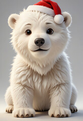Obraz premium adorable polar bear with Santa hat