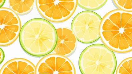 Obraz premium Vibrant Citrus Slice Cartoon Seamless Background