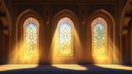 Light Through Stained Glass Windows in a Mosque