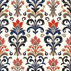 Pastel Garden Floral Damask Wallpaper with Soft Pink, Blue, and Green