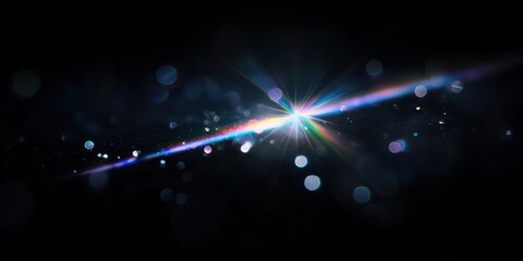 Obraz premium Stunning Light Rays and Glowing Particles Against a Dark Background Creating a Magical and Ethereal Atmosphere for Creative Projects and Designs