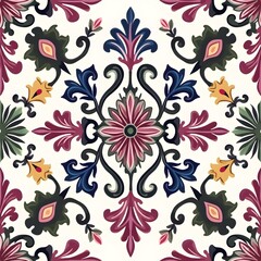Soft Elegance Muted Floral Damask Pattern on a White Background